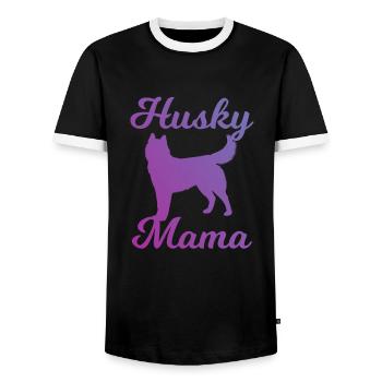 Husky Mama - Hundedesign - Männer Kontrast-T-Shirt - Schwarz/Weiß - Vorne - AI Model Female 172 light (172cm) & AI Model Male 178 light (178cm)