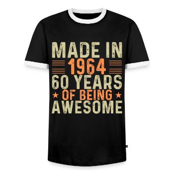 Made In 1964 60 Years Of Being Awesome - Men's Ringer Shirt - black/white - Front - AI Model Female 172 light (172cm) & AI Model Male 178 light (178cm)