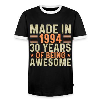Fabriqué en 1994 30 ans d’être génial - T-shirt contrasté Homme - noir/blanc - Devant - AI Model Female 172 light (172cm) & AI Model Male 178 light (178cm)