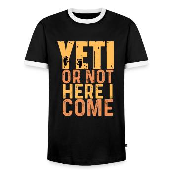 Yéti ou pas me voilà - Yetidesign - T-shirt contrasté Homme - noir/blanc - Devant - AI Model Female 172 light (172cm) & AI Model Male 178 light (178cm)