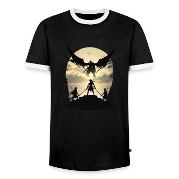 Ciels démoniaques : Guerriers du crépuscule - T-shirt contrasté Homme - noir/blanc - Devant - AI Model Female 172 light (172cm) & AI Model Male 178 light (178cm)