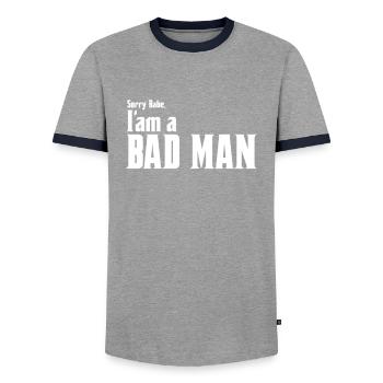 Désolé bébé, je suis un mauvais homme - T-shirt contrasté Homme - gris/marine  - Devant - AI Model Female 172 light (172cm) & AI Model Male 178 light (178cm)