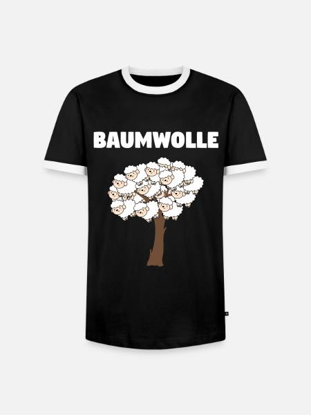 Baumwolle - Schafdesign - Männer Kontrast-T-Shirt - Schwarz/Weiß