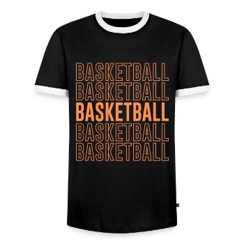 Basketball Pun - Men's Ringer Shirt - black/white - Front - AI Model Female 172 light (172cm) & AI Model Male 178 light (178cm)