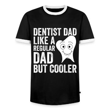 Dentist Dad Like A Regular Dad But Cooler - Men's Ringer Shirt - black/white - Front - AI Model Female 172 light (172cm) & AI Model Male 178 light (178cm)