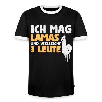 Ich Mag Lamas Und Vielleicht 3 Leute - Männer Kontrast-T-Shirt - Schwarz/Weiß - Vorne - AI Model Female 172 light (172cm) & AI Model Male 178 light (178cm)