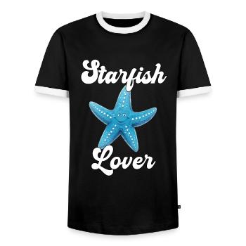 Starfish Lover - Seestern - Men's Ringer Shirt - black/white - Front - AI Model Female 172 light (172cm) & AI Model Male 178 light (178cm)