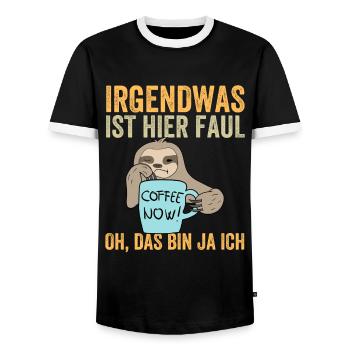 Irgendwas Ist Hier Faul Oh Das Bin Ja Ich - Männer Kontrast-T-Shirt - Schwarz/Weiß - Vorne - AI Model Female 172 light (172cm) & AI Model Male 178 light (178cm)