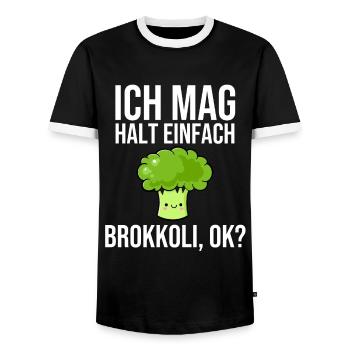 I just like broccoli ok - Men's Ringer Shirt - black/white - Front - AI Model Female 172 light (172cm) & AI Model Male 178 light (178cm)