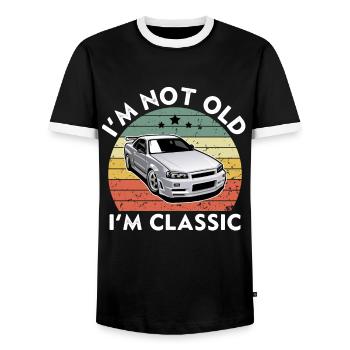 I'm Not Old I'm Classic - Vintage Retro Sunset - Men's Ringer Shirt - black/white - Front - AI Model Female 172 light (172cm) & AI Model Male 178 light (178cm)