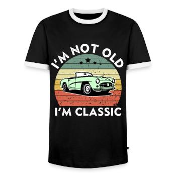 I'm Not Old I'm Classic - Vintage Retro Sunset - Men's Ringer Shirt - black/white - Front - AI Model Female 172 light (172cm) & AI Model Male 178 light (178cm)