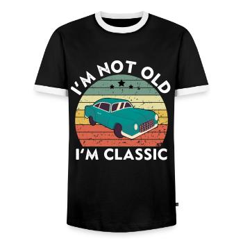 I'm Not Old I'm Classic - Vintage Retro Sunset - Men's Ringer Shirt - black/white - Front - AI Model Female 172 light (172cm) & AI Model Male 178 light (178cm)