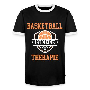 Basketball Ist Meine Therapie - Männer Kontrast-T-Shirt - Schwarz/Weiß - Vorne - AI Model Female 172 light (172cm) & AI Model Male 178 light (178cm)