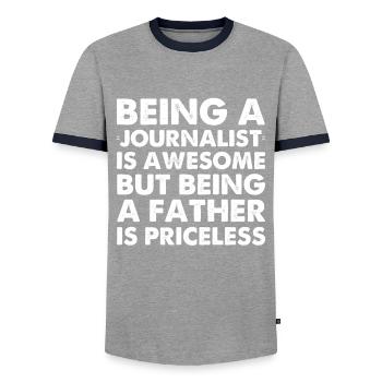 Being A Journalist Is Awesome But Being A Father - Männer Kontrast-T-Shirt - Grau/Navy  - Vorne - AI Model Female 172 light (172cm) & AI Model Male 178 light (178cm)
