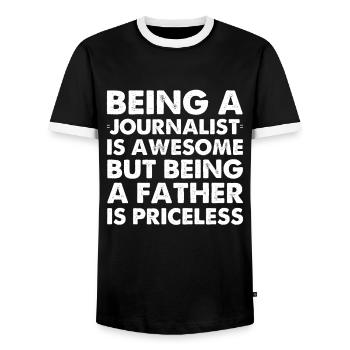 Being A Journalist Is Awesome But Being A Father - Men's Ringer Shirt - black/white - Front - AI Model Female 172 light (172cm) & AI Model Male 178 light (178cm)