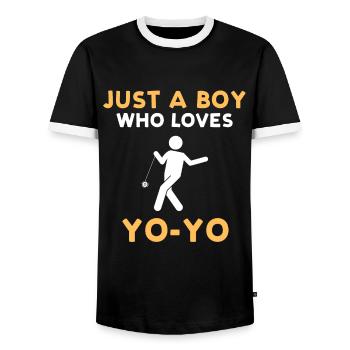 Just A Boy Who Loves Yoyo - Men's Ringer Shirt - black/white - Front - AI Model Female 172 light (172cm) & AI Model Male 178 light (178cm)