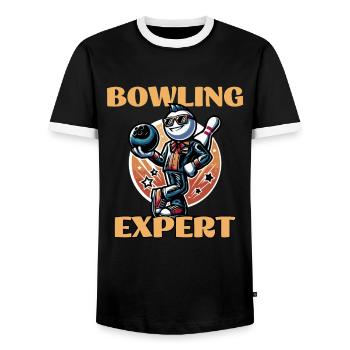 Bowling Expert - Men's Ringer Shirt - black/white - Front - AI Model Female 172 light (172cm) & AI Model Male 178 light (178cm)