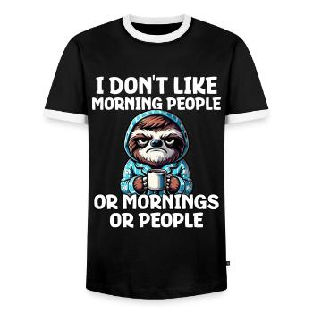 I Don't Like Morning People Or Mornings Or People - Männer Kontrast-T-Shirt - Schwarz/Weiß - Vorne - AI Model Female 172 light (172cm) & AI Model Male 178 light (178cm)