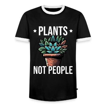 Plants Not People - Männer Kontrast-T-Shirt - Schwarz/Weiß - Vorne - AI Model Female 172 light (172cm) & AI Model Male 178 light (178cm)