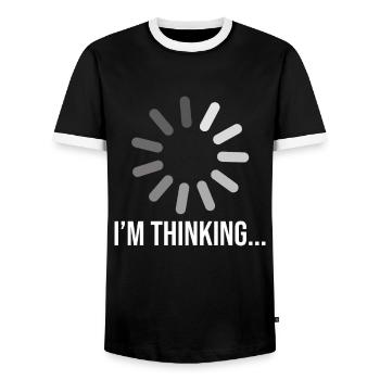 I'm Thinking - Lustiges Informatiker Design - Männer Kontrast-T-Shirt - Schwarz/Weiß - Vorne - AI Model Female 172 light (172cm) & AI Model Male 178 light (178cm)
