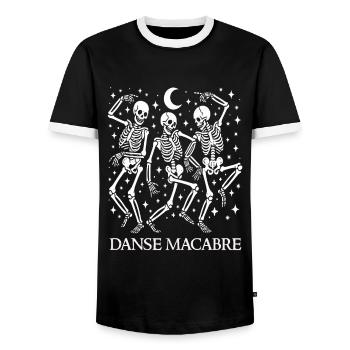 Tanz Makabre Tanz Skelette Halloween Französisch - Männer Kontrast-T-Shirt - Schwarz/Weiß - Vorne - AI Model Female 172 light (172cm) & AI Model Male 178 light (178cm)