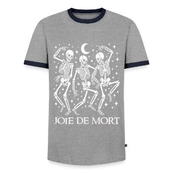 Joie De Mort Tanzende Skelette Halloween Französisch - Männer Kontrast-T-Shirt - Grau/Navy  - Vorne - AI Model Female 172 light (172cm) & AI Model Male 178 light (178cm)