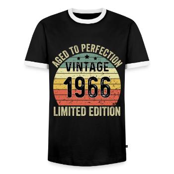 Vieilli à la perfection Vintage 1966 Édition limitée - T-shirt contrasté Homme - noir/blanc - Devant - AI Model Female 172 light (172cm) & AI Model Male 178 light (178cm)