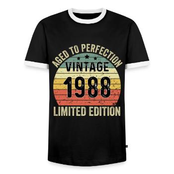 Vieilli à la perfection Vintage 1988 Édition limitée - T-shirt contrasté Homme - noir/blanc - Devant - AI Model Female 172 light (172cm) & AI Model Male 178 light (178cm)