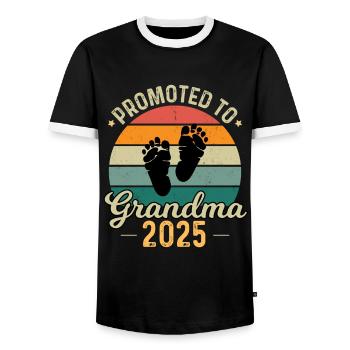 Promoted To Grandma 2025 - Men's Ringer Shirt - black/white - Front - AI Model Female 172 light (172cm) & AI Model Male 178 light (178cm)