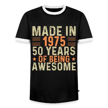 Made In 1975 50 Years Of Being Awesome - Men's Ringer Shirt - black/white - Front - AI Model Female 172 light (172cm) & AI Model Male 178 light (178cm)