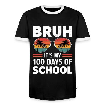 Bruh c’est mes 100 jours d’école - T-shirt contrasté Homme - noir/blanc - Devant - AI Model Female 172 light (172cm) & AI Model Male 178 light (178cm)