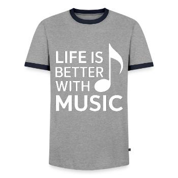 Life Is Better With Music - Männer Kontrast-T-Shirt - Grau/Navy  - Vorne - AI Model Female 172 light (172cm) & AI Model Male 178 light (178cm)