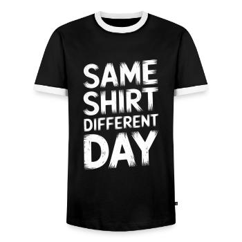 Same Shirt Different Day - Men's Ringer Shirt - black/white - Front - AI Model Female 172 light (172cm) & AI Model Male 178 light (178cm)