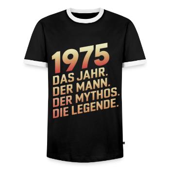 1975 L’année L’homme Le mythe La légende - T-shirt contrasté Homme - noir/blanc - Devant - AI Model Female 172 light (172cm) & AI Model Male 178 light (178cm)