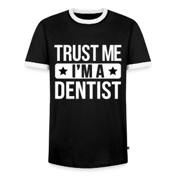 Trust Me I'm a Dentist - Men's Ringer Shirt - black/white - Front - AI Model Female 172 light (172cm) & AI Model Male 178 light (178cm)
