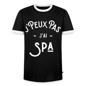 je peux pas j'ai spa idée cadeau humour citations - T-shirt contrasté Homme - noir/blanc - Devant - AI Model Female 172 light (172cm) & AI Model Male 178 light (178cm)