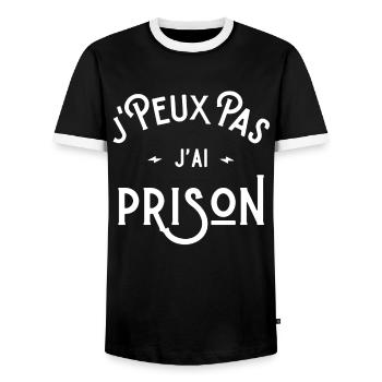 je peux pas j'ai prison cadeau humour citations - T-shirt contrasté Homme - noir/blanc - Devant - AI Model Female 172 light (172cm) & AI Model Male 178 light (178cm)