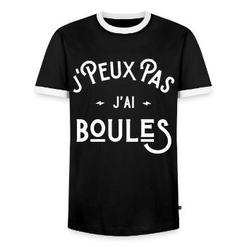 je peux pas j'ai boules cadeau pétanque humour - T-shirt contrasté Homme - noir/blanc - Devant - AI Model Female 172 light (172cm) & AI Model Male 178 light (178cm)