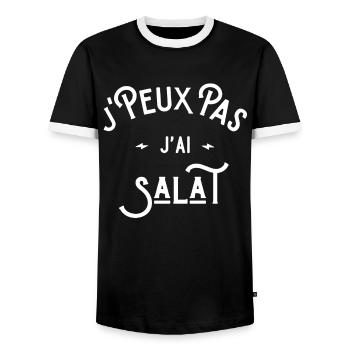 je peux pas j'ai salat idée cadeau humour muslim - T-shirt contrasté Homme - noir/blanc - Devant - AI Model Female 172 light (172cm) & AI Model Male 178 light (178cm)