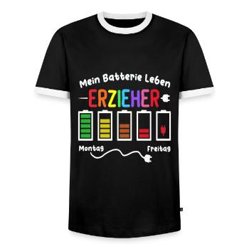 Erzieher Batterie Kita Kindergärtnerin Kiga - Männer Kontrast-T-Shirt - Schwarz/Weiß - Vorne - AI Model Female 172 light (172cm) & AI Model Male 178 light (178cm)