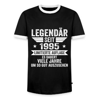 Legendär seit 1995 Limitierte Auflage 1995 - Männer Kontrast-T-Shirt - Schwarz/Weiß - Vorne - AI Model Female 172 light (172cm) & AI Model Male 178 light (178cm)