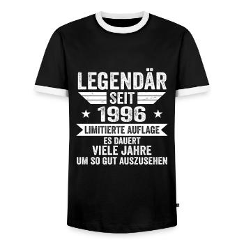 Legendär seit 1996 Limitierte Auflage 1996 - Männer Kontrast-T-Shirt - Schwarz/Weiß - Vorne - AI Model Female 172 light (172cm) & AI Model Male 178 light (178cm)