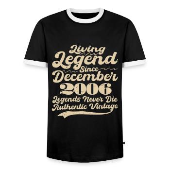 Once upon a time there was a legend. December 2006 Birth - Men's Ringer Shirt - black/white - Front - AI Model Female 172 light (172cm) & AI Model Male 178 light (178cm)