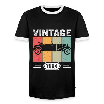 Classic Since 1984, Vintage Car Birthday Gift 1984 - Männer Kontrast-T-Shirt - Schwarz/Weiß - Vorne - AI Model Female 172 light (172cm) & AI Model Male 178 light (178cm)