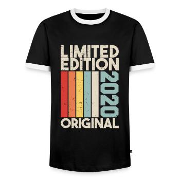 2020 - Limited Edition Birthday Gift 2020 Original - Männer Kontrast-T-Shirt - Schwarz/Weiß - Vorne - AI Model Female 172 light (172cm) & AI Model Male 178 light (178cm)