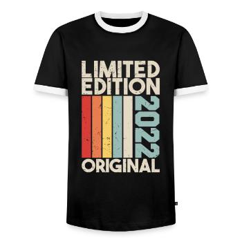 2022 - Limited Edition Birthday Gift 2022 Original - Männer Kontrast-T-Shirt - Schwarz/Weiß - Vorne - AI Model Female 172 light (172cm) & AI Model Male 178 light (178cm)