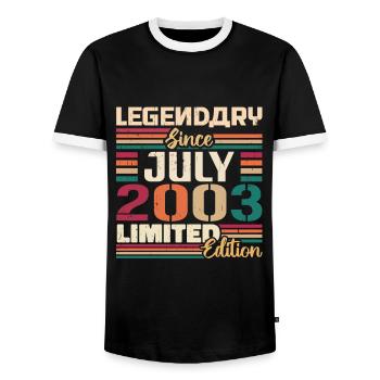 Juillet 2003 Anniversaire Juillet 2003 Juillet Millésime - T-shirt contrasté Homme - noir/blanc - Devant - AI Model Female 172 light (172cm) & AI Model Male 178 light (178cm)