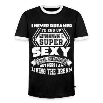 Marrying A Super Sexy Civil Engineer - Men's Ringer Shirt - black/white - Front - AI Model Female 172 light (172cm) & AI Model Male 178 light (178cm)