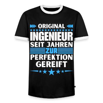 Ingénieur mûri à la perfection - T-shirt contrasté Homme - noir/blanc - Devant - AI Model Female 172 light (172cm) & AI Model Male 178 light (178cm)