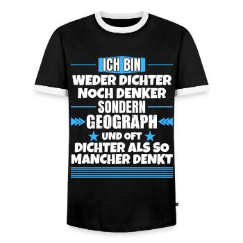 Weder Dichter noch Denker, sondern Geograph - Männer Kontrast-T-Shirt - Schwarz/Weiß - Vorne - AI Model Female 172 light (172cm) & AI Model Male 178 light (178cm)